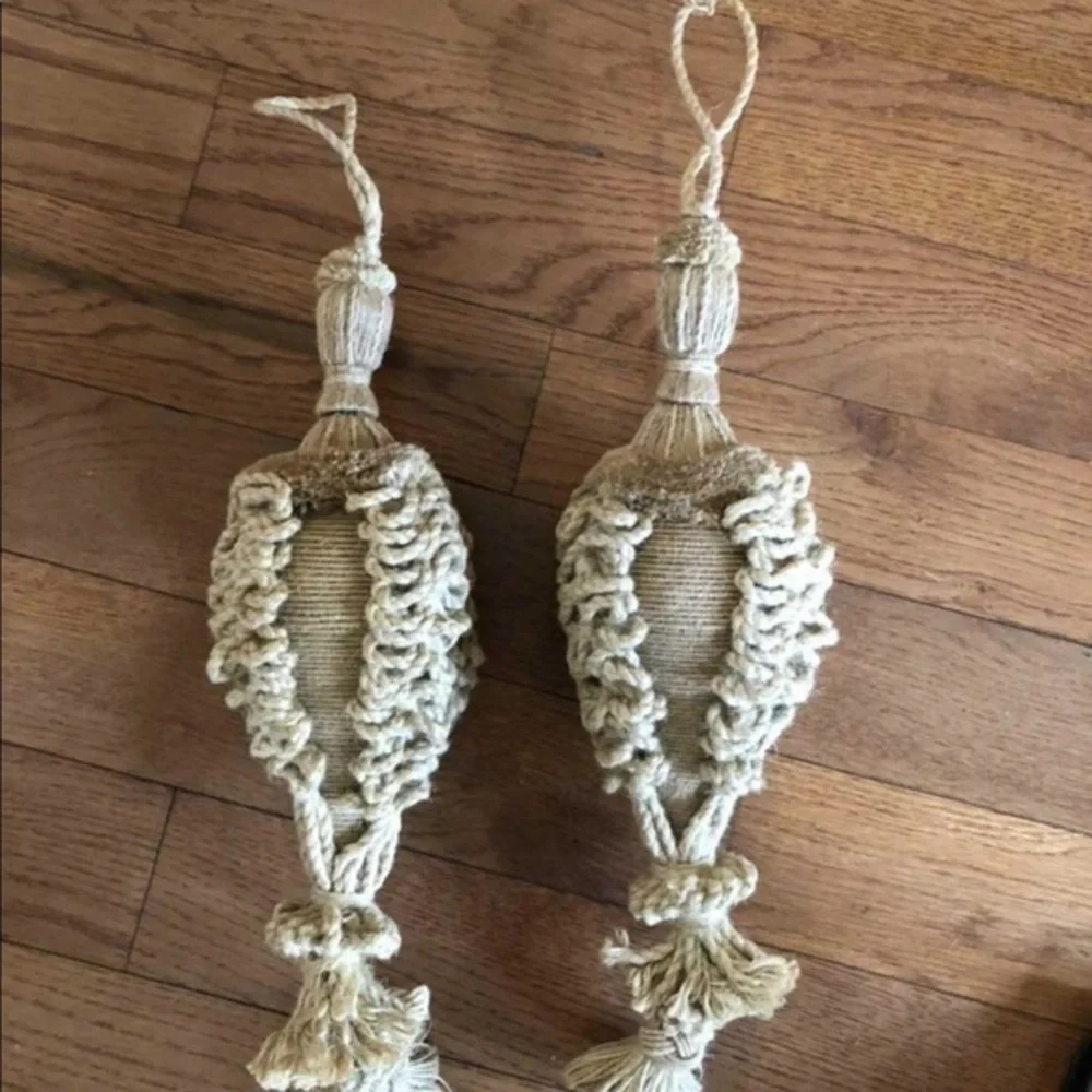 NWT Vatican‎ Homes pair of designer jute curtain accessories